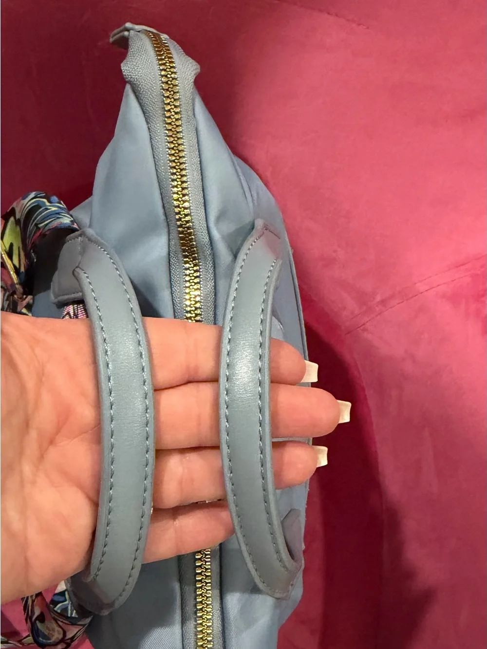 Women's Light Blue Top-Handle Zip Backpack